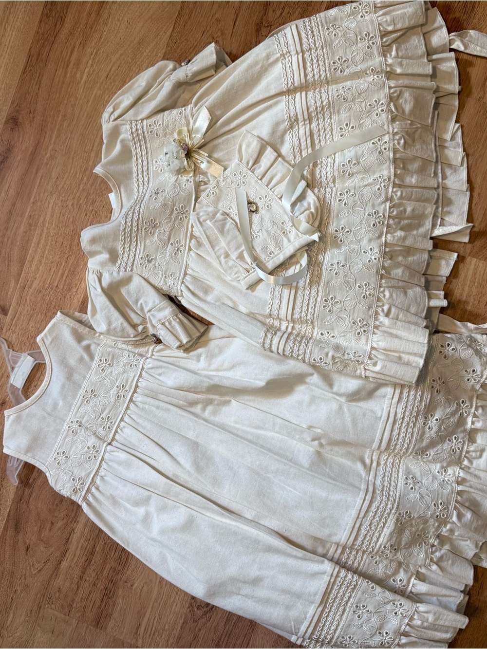Girls First Communion Dress 3 Piece Set Ivory Embroidered Size 4/5